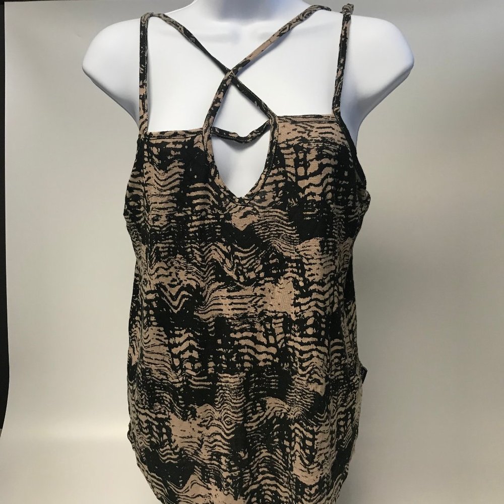RVCA Spaghetti Strap Abstract Print Top Blouse SM